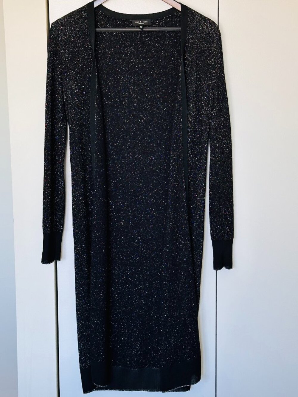 Rag & Bone Black Metallic Open Front Wool Cardigan - Size XS